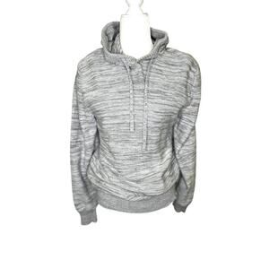 Sun + Stone Gray Striped Hooded Long Sleeve Cotton Tunic Sweater Medium NWT